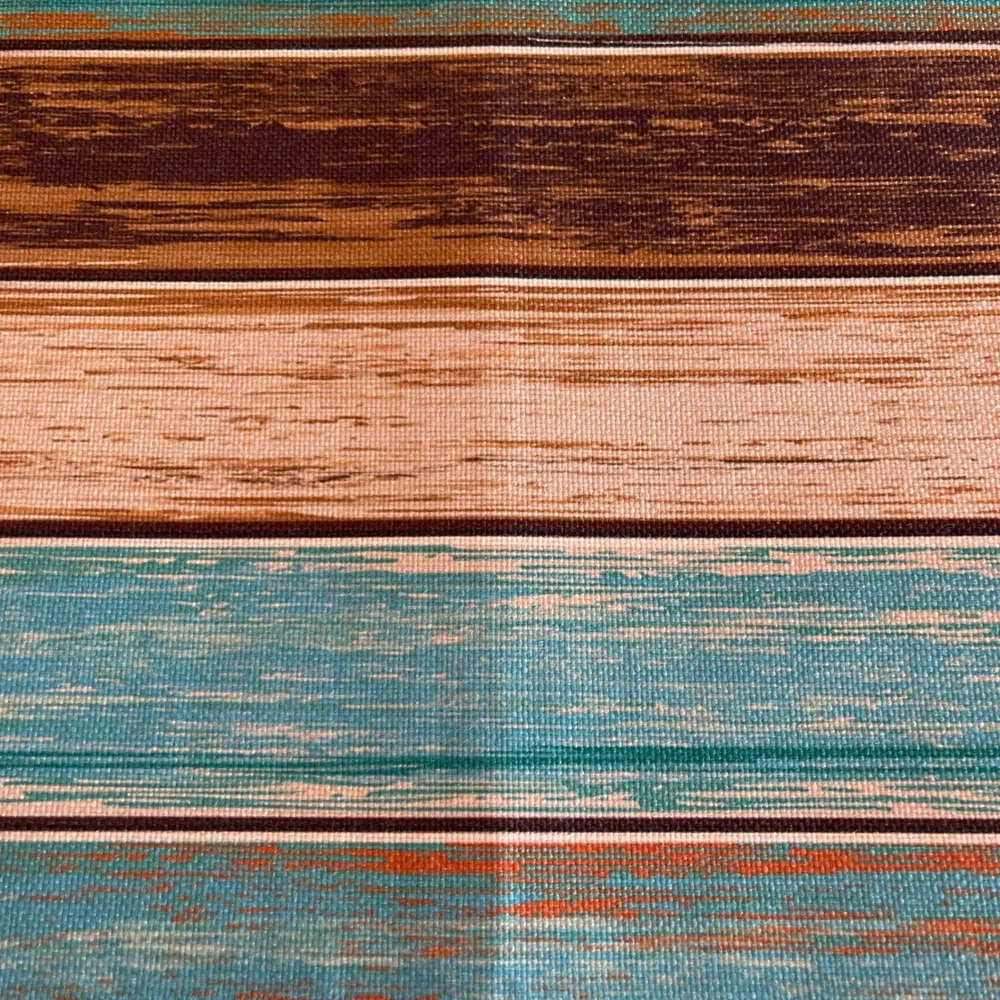 Rustic Wood Fabric‎ Placemat Set of 6 Brown, Cream, Blue 12x18